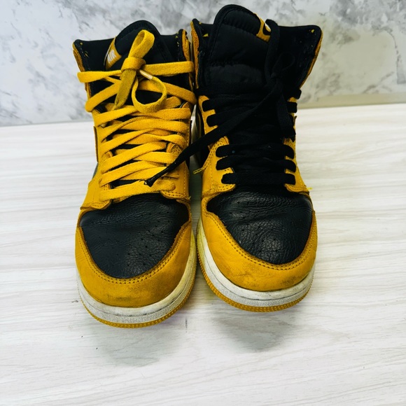 Nike Air Jordan 1 Retro High OG GS Pollen Size 6.5Y Yellow  Black 575441 701 - Picture 5 of 6